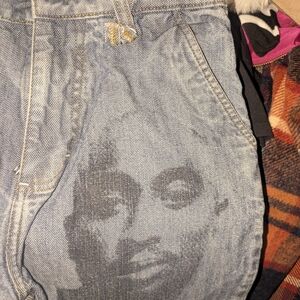 Men's Blue Jeans with Graphic Design